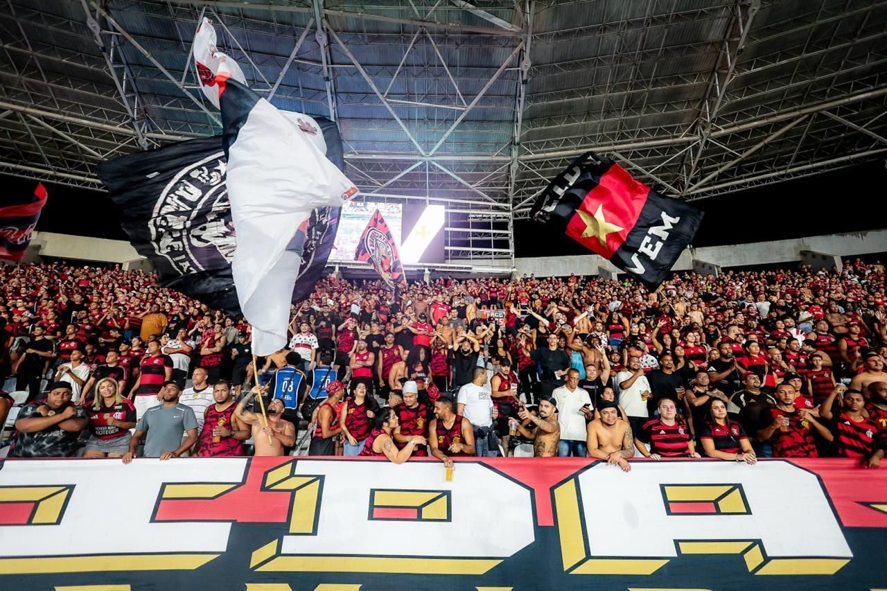 Torcida rubro-negra no Estádio Nilton Santos durante o clássico com o Vasco