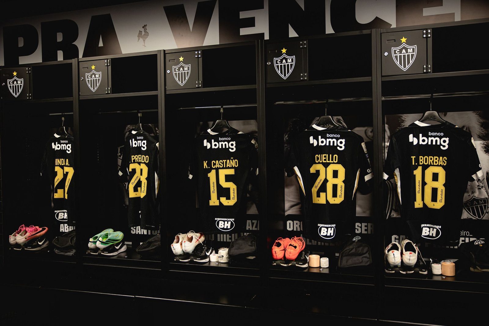 Vestiário do Galo antes do jogo contra o Coritiba